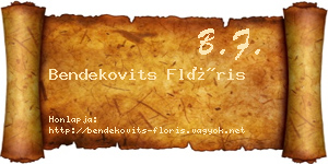 Bendekovits Flóris névjegykártya